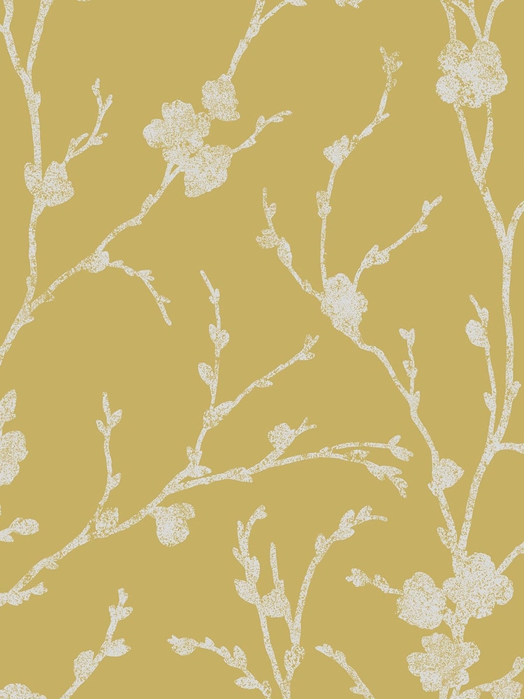 Graham & Brown Saffron Yellow Meiying Floral Wallpaper Sample - Image 3 of 3