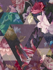 Graham & Brown Amethyst Purple Timepiece Floral Wallpaper Sample - Image 3 of 3