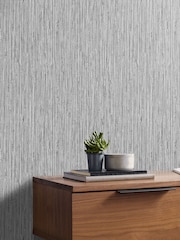 Graham & Brown Grey Grasscloth Texture Wallpaper Sample - Image 1 of 3