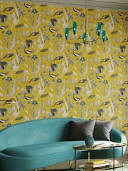 Graham & Brown Mustard Yellow Glasshouse Wallpaper Sample - Image 1 of 3