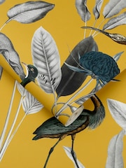 Graham & Brown Mustard Yellow Glasshouse Wallpaper Sample - Image 2 of 3
