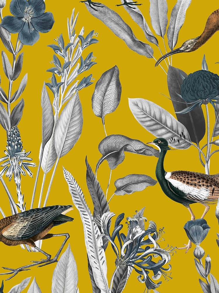 Graham & Brown Mustard Yellow Glasshouse Wallpaper Sample - Image 3 of 3