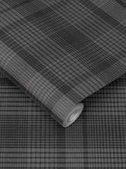 Graham & Brown Charcoal Grey Heritage Plaid Wallpaper Sample - Image 2 of 3