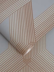 Graham & Brown Grey/Rose Gold Lagom Geo Wallpaper - Image 2 of 3