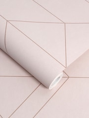 Graham & Brown Blush/Rose Gold Balance Geo Wallpaper Sample - Image 2 of 3