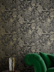 Graham & Brown Black/Gold Basuto Wallpaper Sample - Image 1 of 3