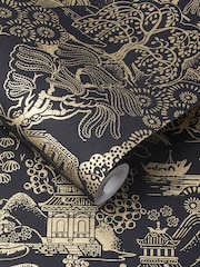 Graham & Brown Black/Gold Basuto Wallpaper Sample - Image 2 of 3