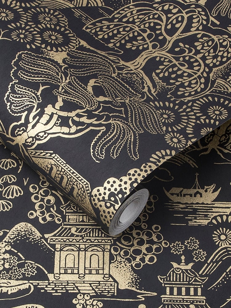 Graham & Brown Black/Gold Basuto Wallpaper Sample - Image 2 of 3