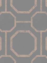 Graham & Brown Grey/Rose Gold Sashiko Geo Wallpaper Sample - Image 3 of 3