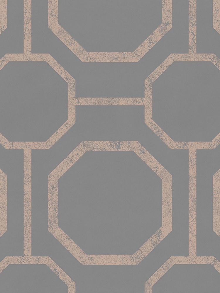 Graham & Brown Grey/Rose Gold Sashiko Geo Wallpaper Sample - Image 3 of 3