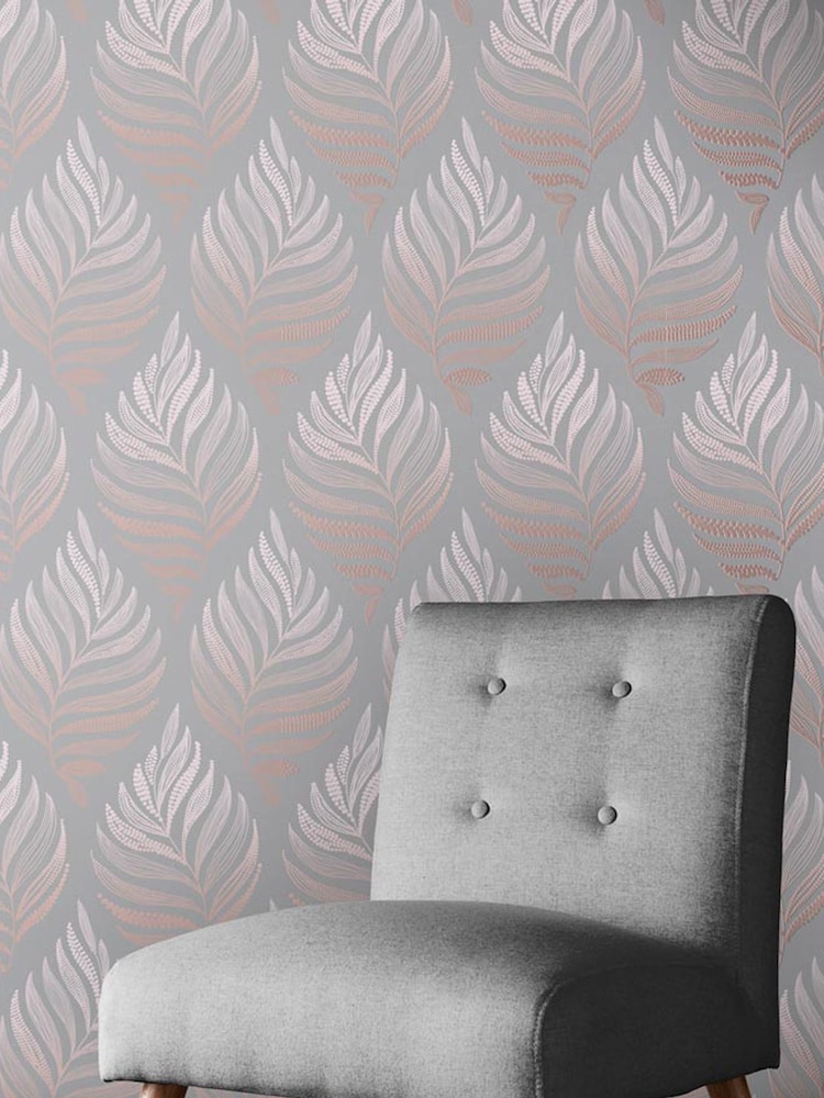Graham & Brown Grey/Blush Botanica Wallpaper Sample - Image 1 of 3