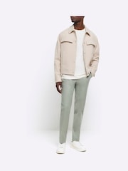 River Island Green Tapered Fit Chino Trousers With Belt Loops - Image 3 of 6