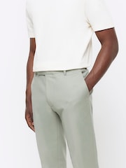 River Island Green Tapered Fit Chino Trousers With Belt Loops - Image 4 of 6