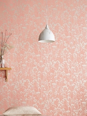 Graham & Brown Coral Pink Grace Wallpaper Sample - Image 1 of 3
