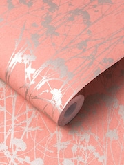 Graham & Brown Coral Pink Grace Wallpaper Sample - Image 2 of 3