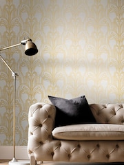 Graham & Brown Gold Art Deco Wallpaper Sample - Image 1 of 3