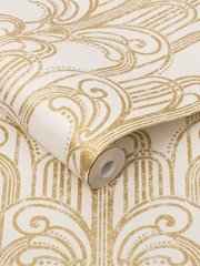 Graham & Brown Gold Art Deco Wallpaper Sample - Image 2 of 3