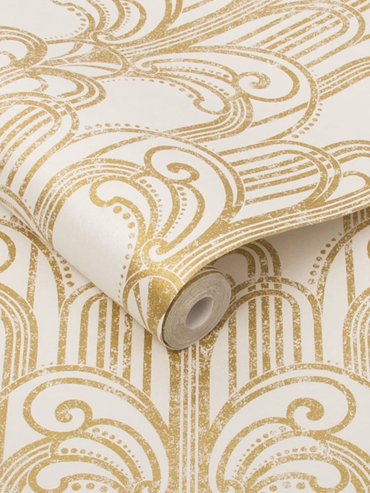 Graham & Brown Gold Art Deco Wallpaper Sample - Image 2 of 3