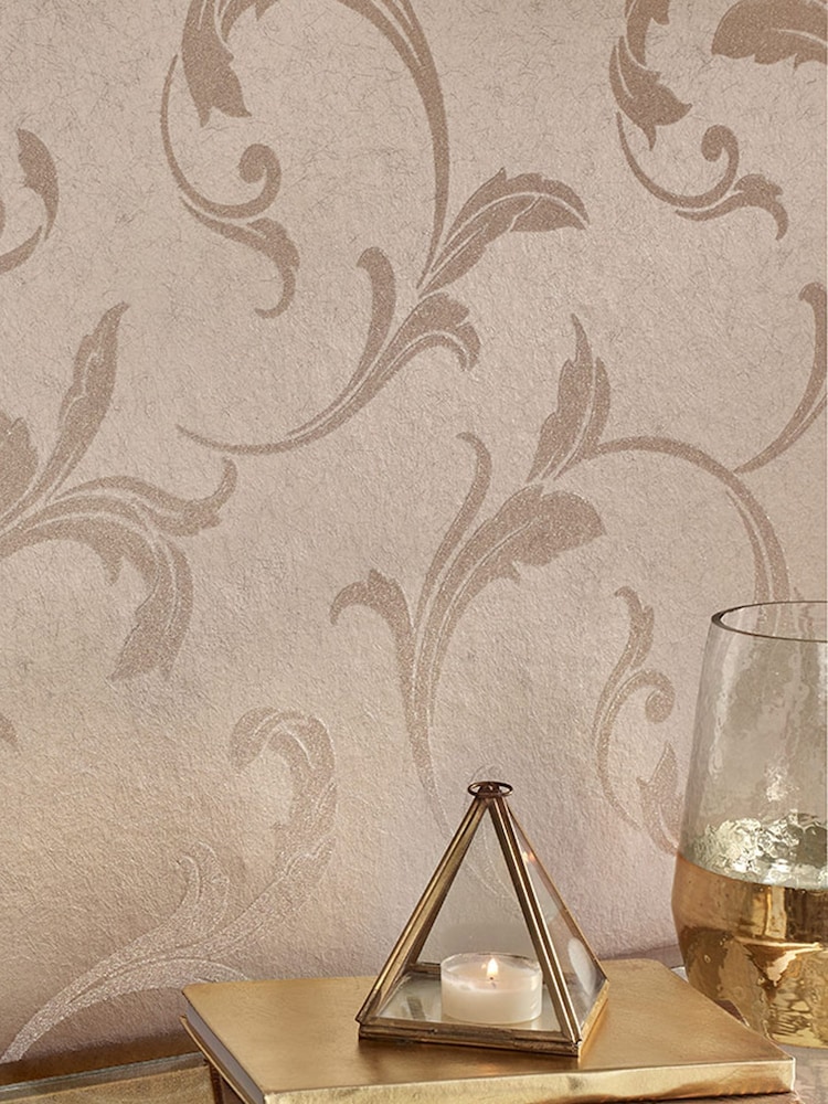 Graham & Brown Champagne Gold Baroque A4 Wallpaper Sample - Image 1 of 3
