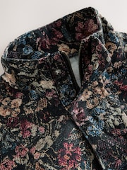 Black Floral Print Funnel Neck Jacket - Image 6 of 7