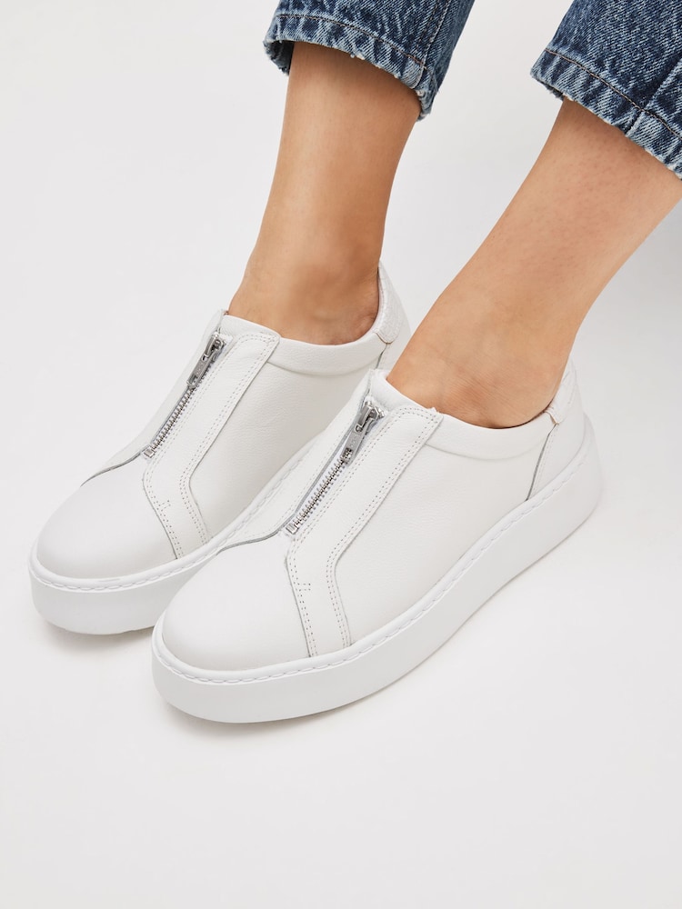 Белый - Кожаные кроссовки на молнии На массивной подошве Signature Forever Comfort® - Изображение 2 из 13