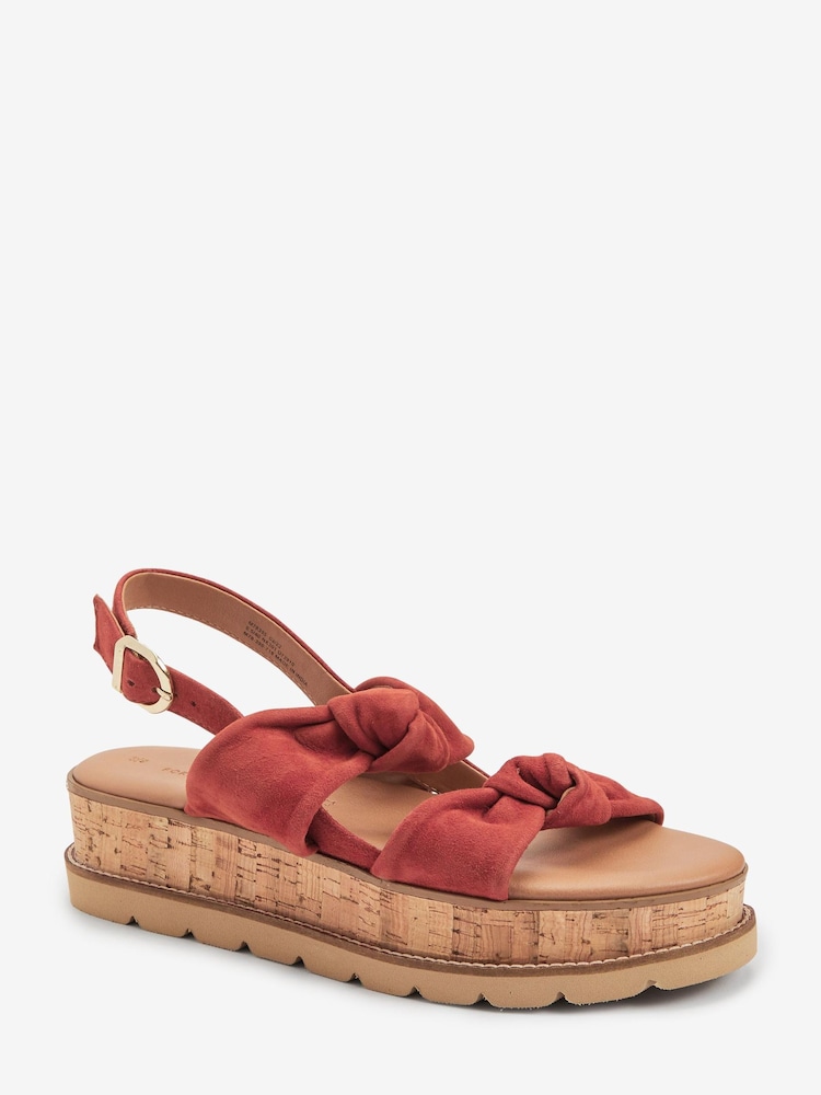 Orange Regular/Wide Fit Forever Comfort® Double Knot Flatform Sandals - Image 2 of 5