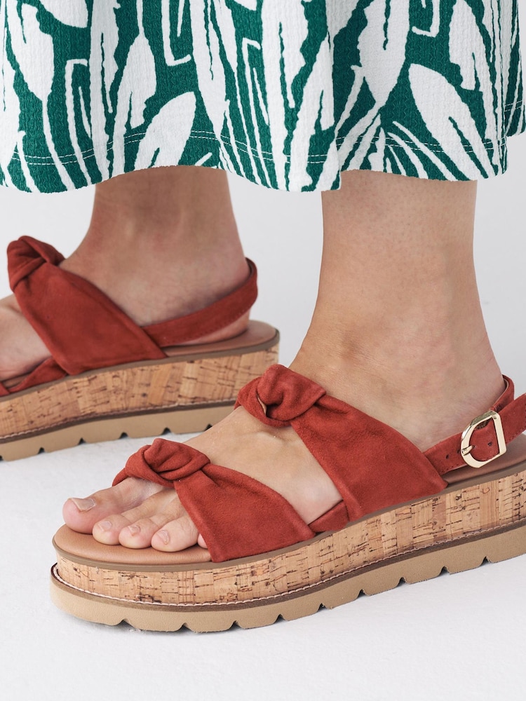 Orange Regular/Wide Fit Forever Comfort® Double Knot Flatform Sandals - Image 5 of 5