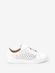 Weiß - Signature Lederturnschuhe mit Schnürung und Webdesign - Bild 2 von 5