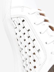 Weiß - Signature Lederturnschuhe mit Schnürung und Webdesign - Bild 5 von 5