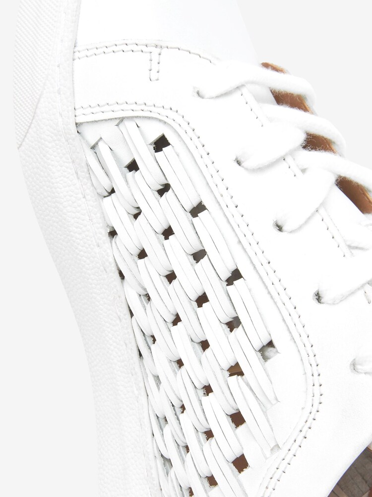 Weiß - Signature Lederturnschuhe mit Schnürung und Webdesign - Bild 5 von 5