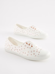 Цветочный - Slip-On Embroidered laceless Canvas Trainers - Image 3 of 7