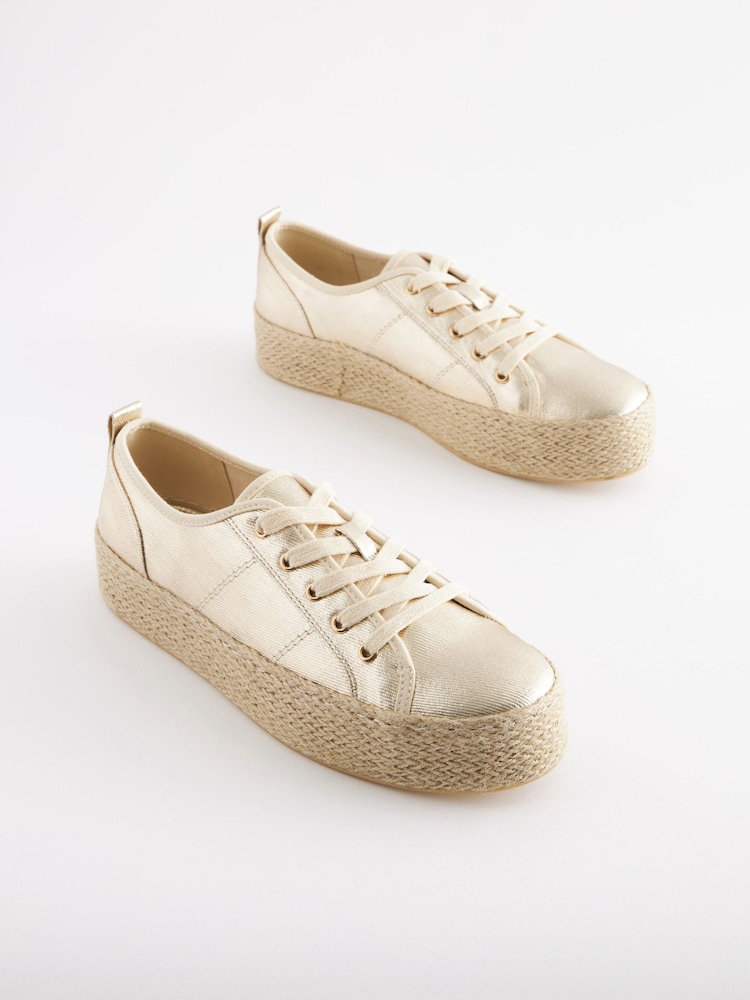 Gold Forever Comfort® Espadrille Flatform Trainers - Image 2 of 6