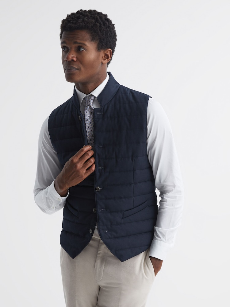 Reiss Navy Parma Quilted Gilet - Image 1 of 6