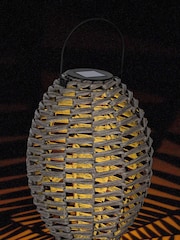 Eglo Grey Solar Outdoor Wicker Style LED Table Lamp - Image 1 of 2