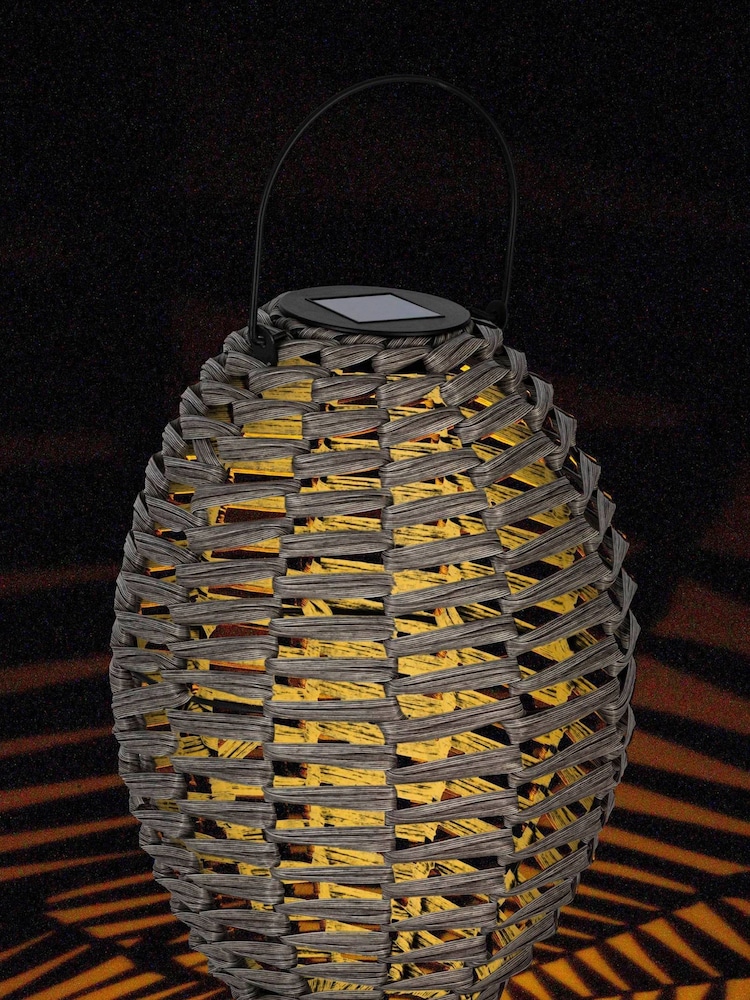 Eglo Grey Solar Outdoor Wicker Style LED Table Lamp - Image 1 of 2