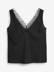 Black Lace Trim V-Neck Cami Top - Image 4 of 4