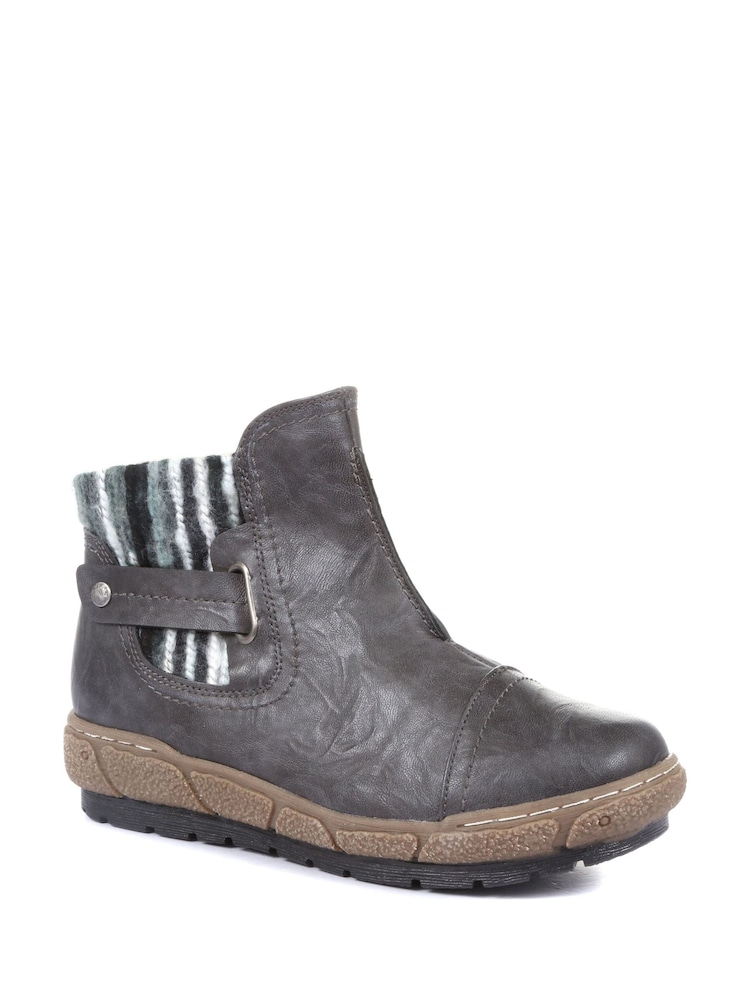 Pavers Grey Ladies Wide Fit Ankle Boots - Image 3 of 5