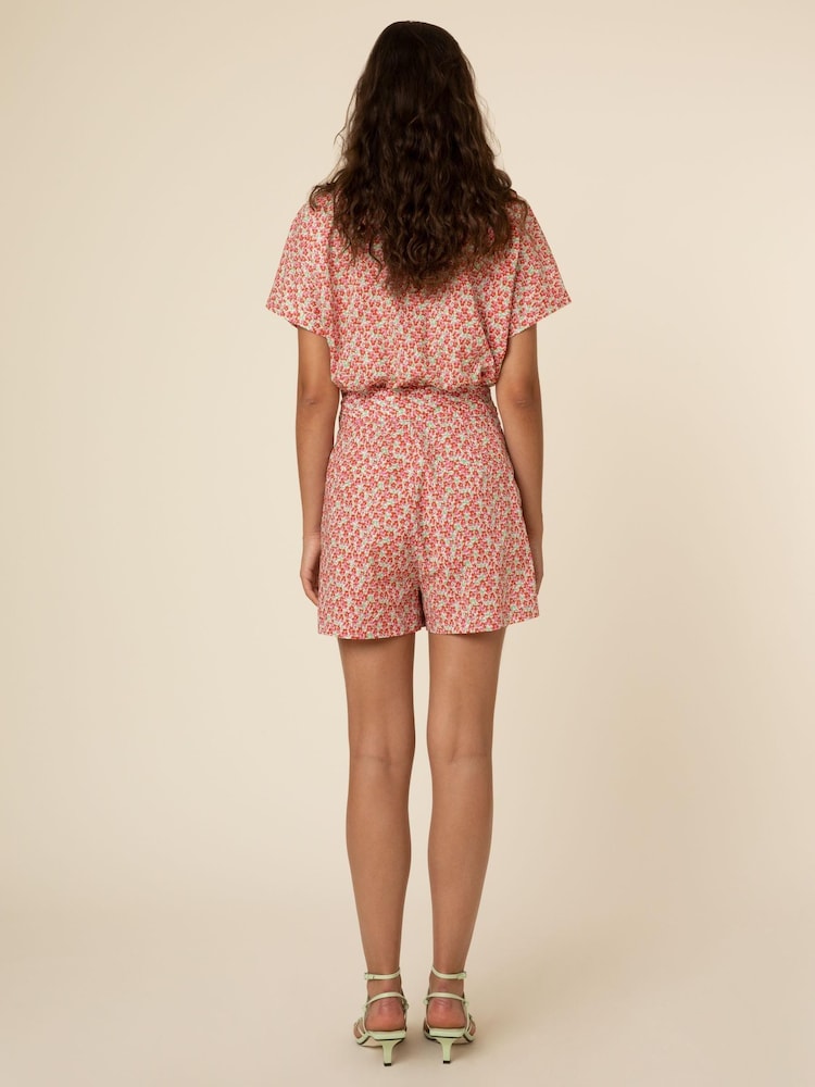 Frnch Red Print Short Sleeve Blouse - Image 2 of 5
