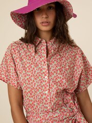 Frnch Red Print Short Sleeve Blouse - Image 4 of 5