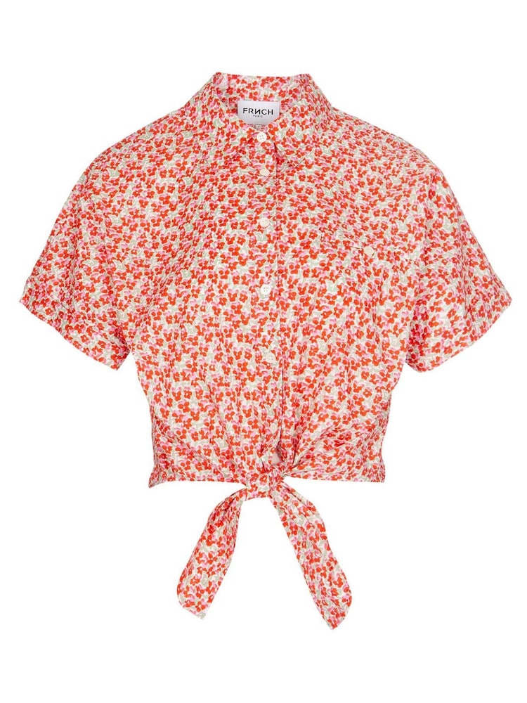 Frnch Red Print Short Sleeve Blouse - Image 5 of 5