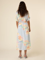 Frnch Blue Printed Button Down Belted Midi Dress - Image 2 of 5