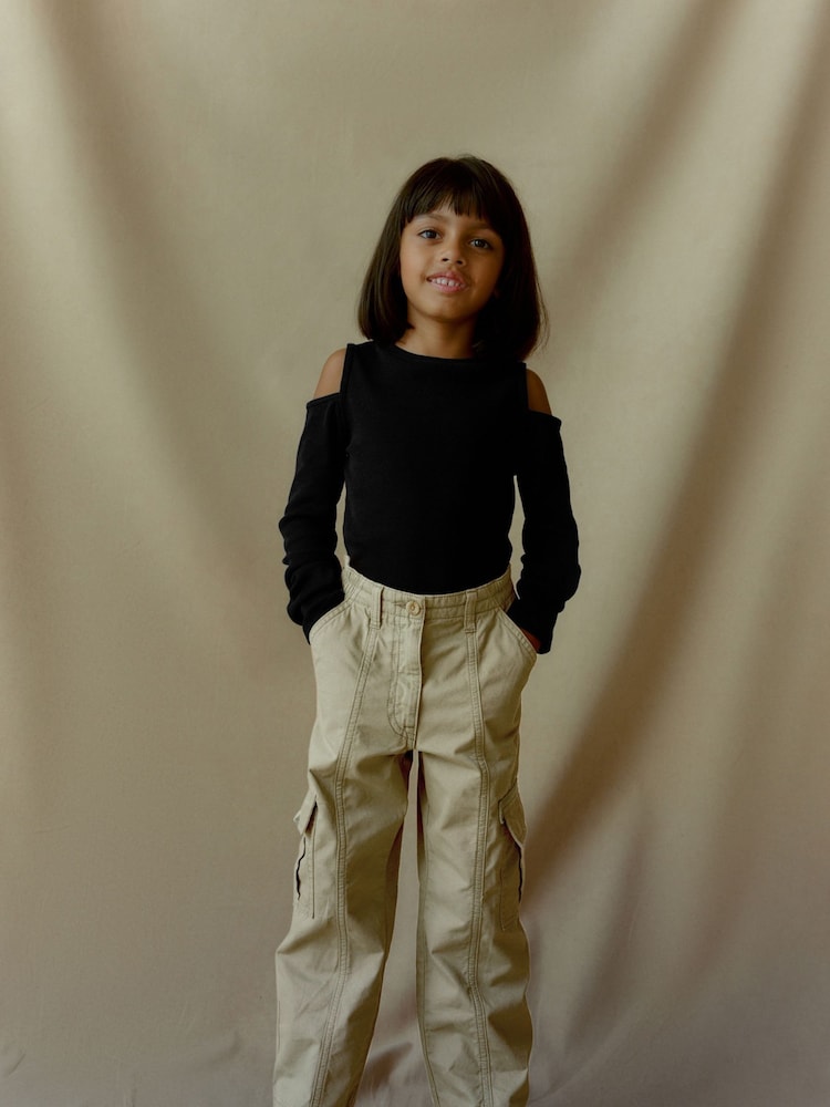 Khaki Green Wide Leg Cargo Trousers (3-16yrs) - Image 1 of 6