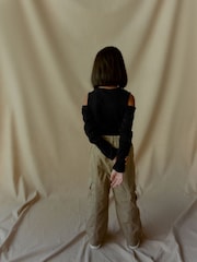 Khaki Green Wide Leg Cargo Trousers (3-16yrs) - Image 2 of 6