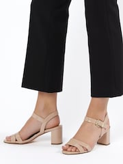 Dune London Natural Nude Wide Fit Merisa Block Heel Sandals - Image 1 of 7