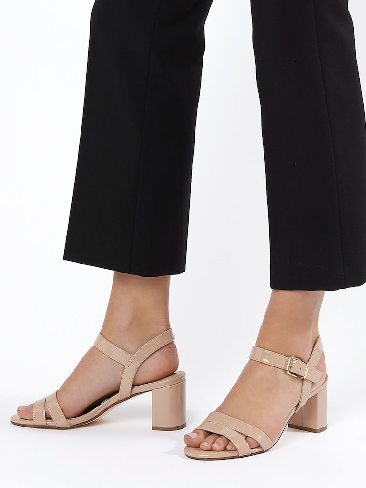 Dune London Natural Nude Wide Fit Merisa Block Heel Sandals - Image 1 of 7