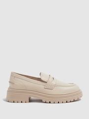 Reiss Ecru Adele Leather Chunky Cleated Loafers - Image 1 of 5