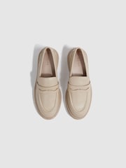 Reiss Ecru Adele Leather Chunky Cleated Loafers - Image 3 of 5