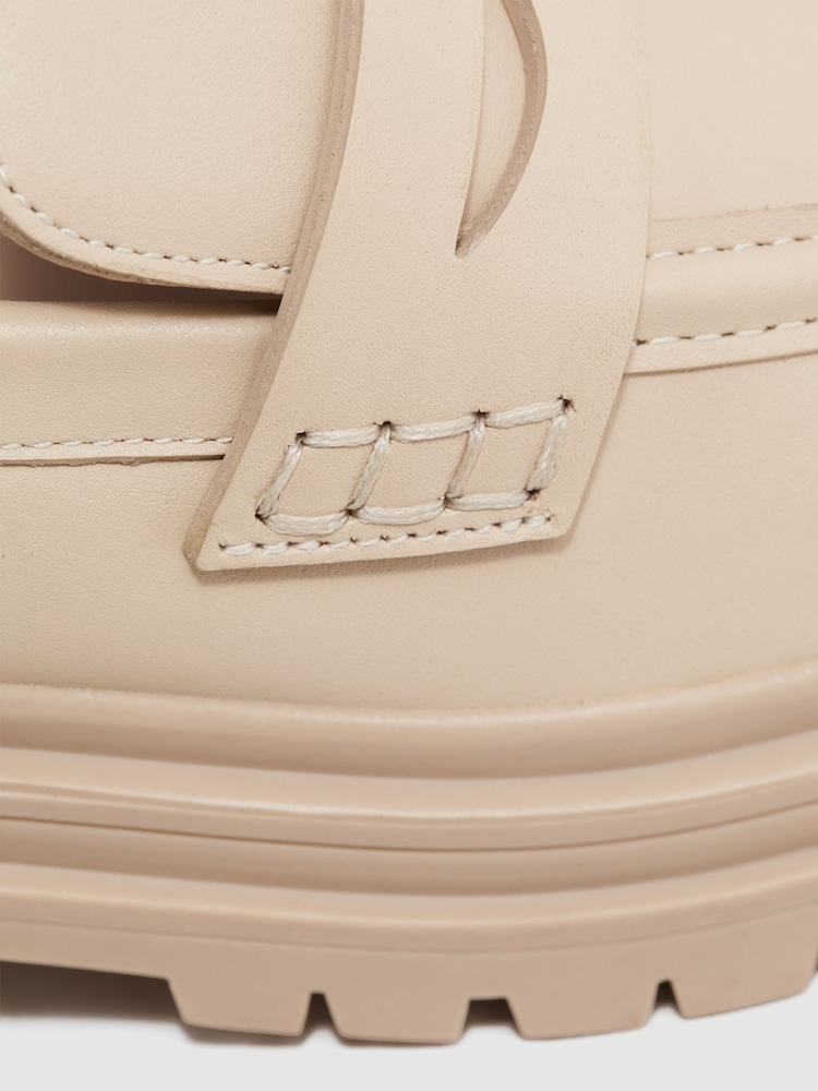 Reiss Ecru Adele Leather Chunky Cleated Loafers - Image 5 of 5