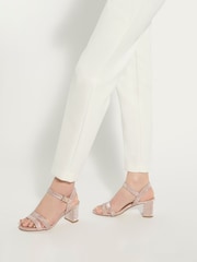 Dune London Gold Wide Fit Merisa Block Heel Sandals - Image 1 of 8
