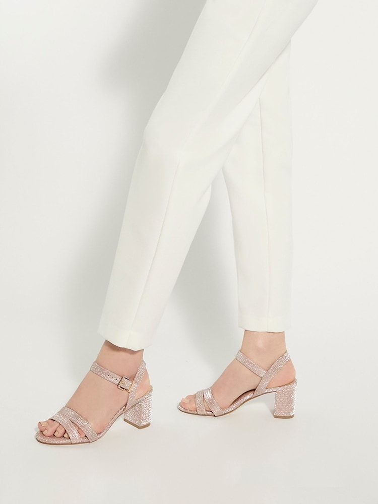 Dune London Gold Wide Fit Merisa Block Heel Sandals - Image 1 of 8